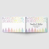 Regenboogkleuren bomen en confetti LGBT bruiloft Gastenboek (Volledig)