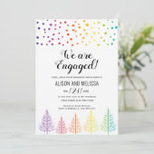 Regenboogkleuren bomen stip lesbische verlovingspa kaart (Staand voorkant)