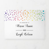 Regenboogkleuren bomen, stippen lesbische winterbr drieluik uitnodiging (Cover)