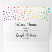 Regenboogkleuren bomen, stippen lesbische winterbr drieluik uitnodiging (Binnenzijde eerst)