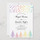 Regenboogkleuren bomen, stippen lesbische winterbr kaart (Voorkant)
