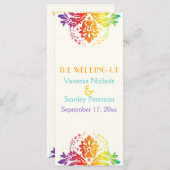 Regenboogkleuren damast trouwprogramma programmakaart (Voorkant / Achterkant)