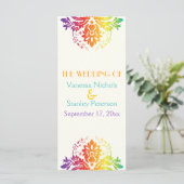 Regenboogkleuren damast trouwprogramma programmakaart (Staand voorkant)