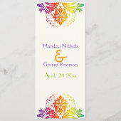 Regenboogkleuren damast trouwprogramma programmakaart (Voorkant)