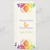 Regenboogkleuren damast trouwprogramma programmakaart (Voorkant / Achterkant)