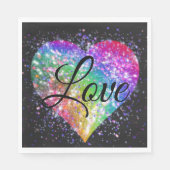 Regenboogkleuren die glitter hartliefde dutje geve servet (Voorkant)