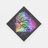 Regenboogkleuren die glitter hartliefde dutje geve servet (Hoek)
