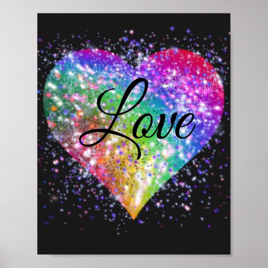 Regenboogkleuren die glitter hartliefde in de post poster (Voorkant)