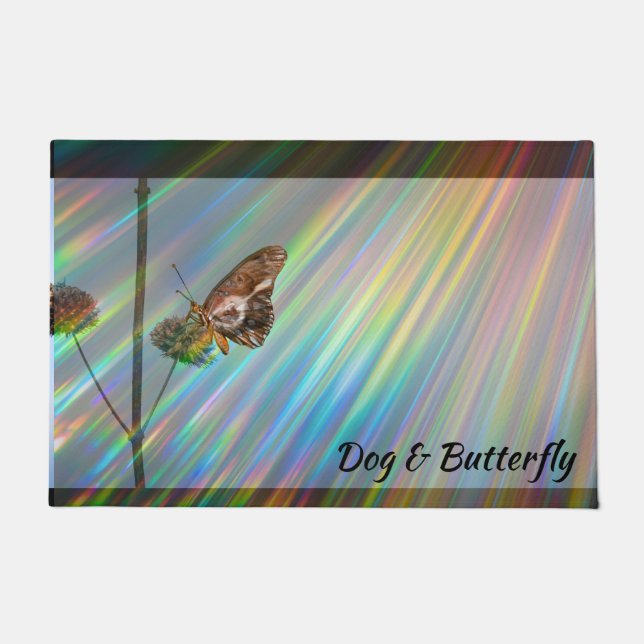 Regenboogkleuren Dog Butterfly Wings Doormat Deurmat (Voorkant)