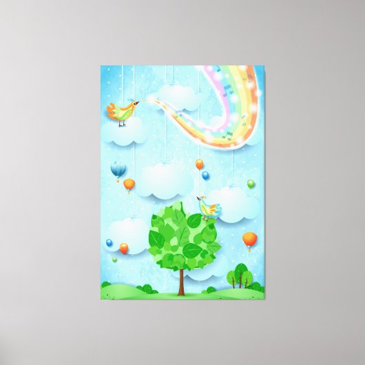 Regenboogkleuren en -bomen canvas afdruk (Voorkant)