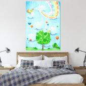 Regenboogkleuren en -bomen canvas afdruk (Insitu (Slaapkamer))