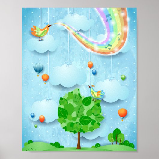 Regenboogkleuren en -bomen poster (Voorkant)