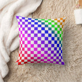 Regenboogkleuren en Wit Geruit Patroon Kussen (Deken)