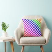 Regenboogkleuren en Wit Geruit Patroon Kussen (Stoel)