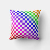 Regenboogkleuren en Wit Geruit Patroon Kussen (Achterkant)