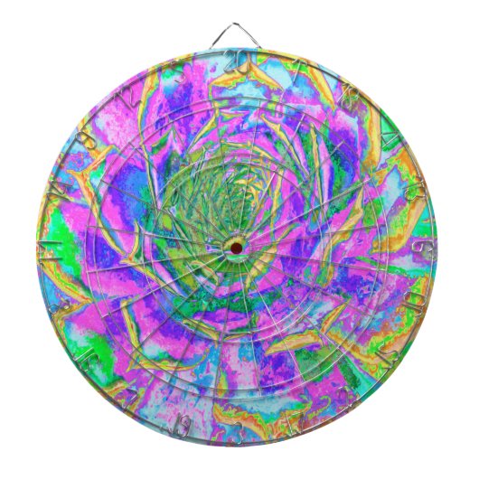 Regenboogkleuren Fiesta Succulent Sedum Rosette Dartbord (Voorkant)