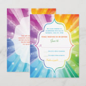 Regenboogkleuren Gestreepte Sunburst Bruiloft RSVP (Voorkant / Achterkant)
