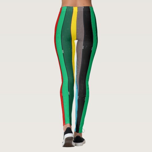 Regenboogkleuren gestript leggings (Achterkant)