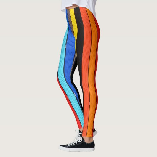Regenboogkleuren gestript leggings (Links)