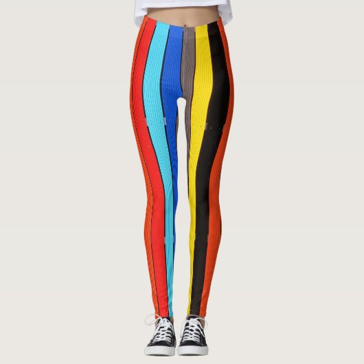 Regenboogkleuren gestript leggings (Voorkant)