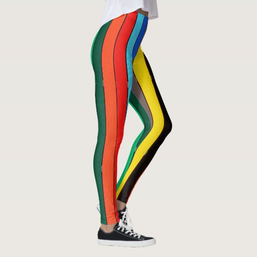 Regenboogkleuren gestript leggings (Rechts)