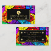 Regenboogkleuren Glas in lood Visitekaartje (Voorkant / Achterkant)