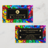 Regenboogkleuren Glas in lood Visitekaartje (Voorkant / Achterkant)