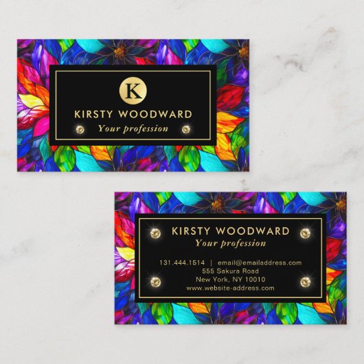 Regenboogkleuren Glas in lood Visitekaartje (Voorkant / Achterkant)