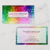 Regenboogkleuren glitter en fonkelen visitekaartje (Voorkant / Achterkant)