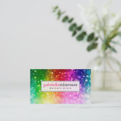Regenboogkleuren glitter en fonkelen visitekaartje (Staand voorkant)