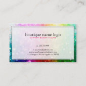 Regenboogkleuren glitter en fonkelen visitekaartje (Achterkant)