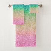 Regenboogkleuren Glitter Sparkle Girly Glam Kleurr Bad Handdoek (Insitu)