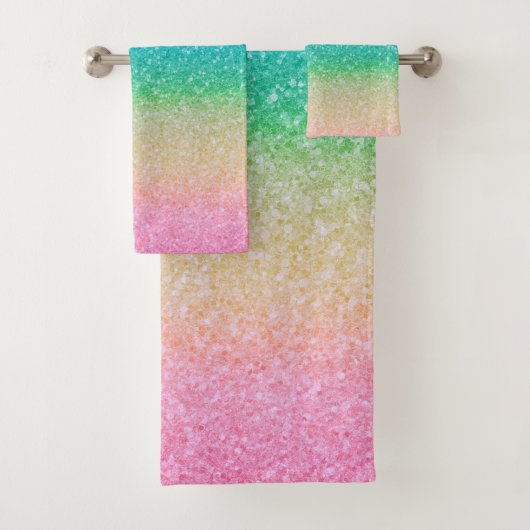 Regenboogkleuren Glitter Sparkle Girly Glam Kleurr Bad Handdoek (Insitu)