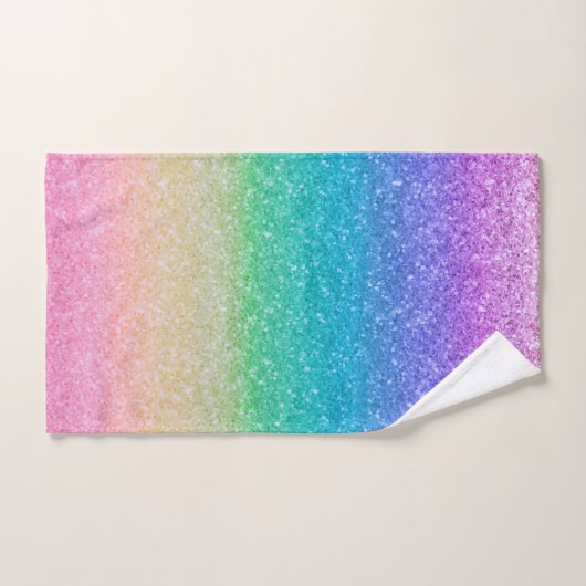 Regenboogkleuren Glitter Sparkle Girly Glam Kleurr Bad Handdoek (Handdoek)