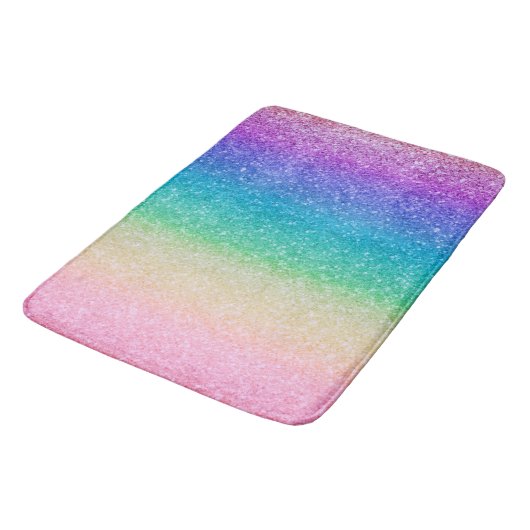 Regenboogkleuren Glitter Sparkle Girly Glam Kleurr Badmat (Gekanteld)