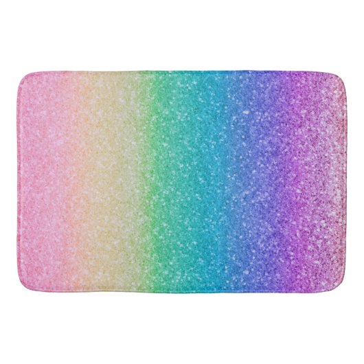 Regenboogkleuren Glitter Sparkle Girly Glam Kleurr Badmat (Voorkant)