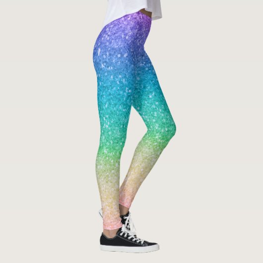 Regenboogkleuren Glitter Sparkle Girly Glam Kleurr Leggings (Rechts)