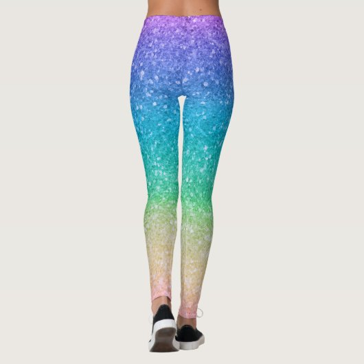 Regenboogkleuren Glitter Sparkle Girly Glam Kleurr Leggings (Achterkant)