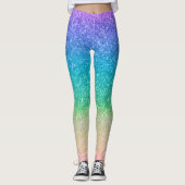 Regenboogkleuren Glitter Sparkle Girly Glam Kleurr Leggings (Voorkant)