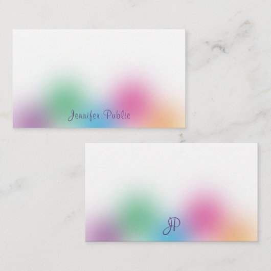 Regenboogkleuren Handgeschreven Sjabloon monogram (Voorkant / Achterkant)