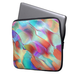 Regenboogkleuren in virtuele parelrots laptop sleeve