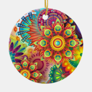 regenboogkleuren mandala keramisch ornament
