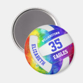 regenboogkleuren meisjesvolleybalteamnaam magneet (Voorkant / Achterkant)