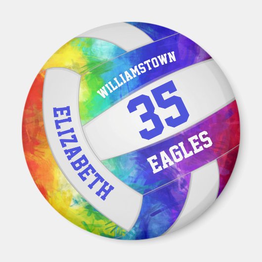regenboogkleuren meisjesvolleybalteamnaam magneet (Voorkant)