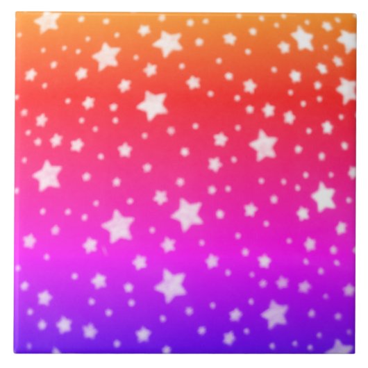 Regenboogkleuren met sterren tegeltje (Voorkant)