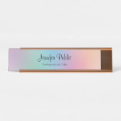 Regenboogkleuren Modern Elegant Sjabloon Roos Gold Bureau Naambordje (Voorkant)