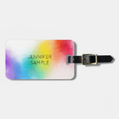 Regenboogkleuren Modern Trendy Elegant Sjabloon Bagagelabel (Voorkant horizontaal)