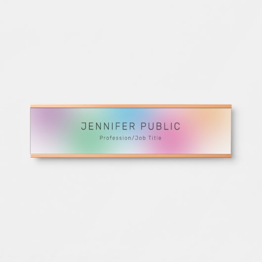 Regenboogkleuren Moderne Simple Sjabloon Roos Gold Deurbordje (Voorkant)