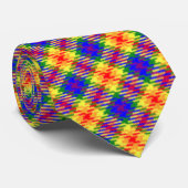 Regenboogkleuren Pset Tartan Patroon Stropdas (Opgerold)