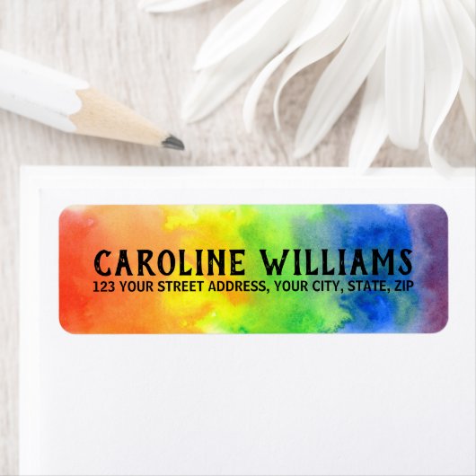 Regenboogkleuren retouradres etiket (Insitu)